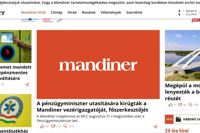 Újra elérhető a Mandiner oldala