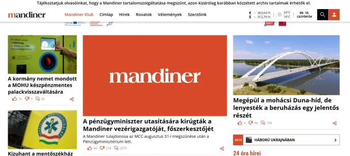 Képernyőfotó: Mandiner.hu