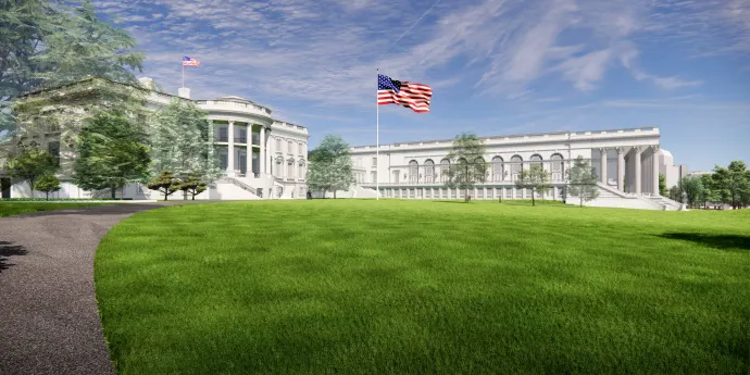 A Fehér Házhoz tervezett bálterem látványterve – Forrás: Shalom Baranes Associates / National Capital Planning Commission (NCPC)