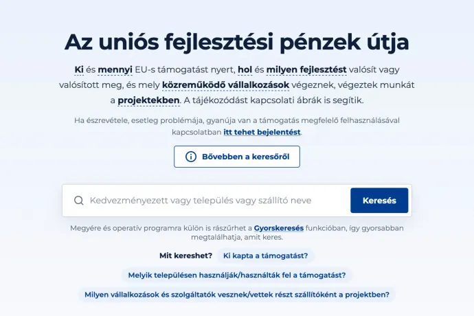 Kereshető adatbázist csinált a kormány az EU-s támogatásokról