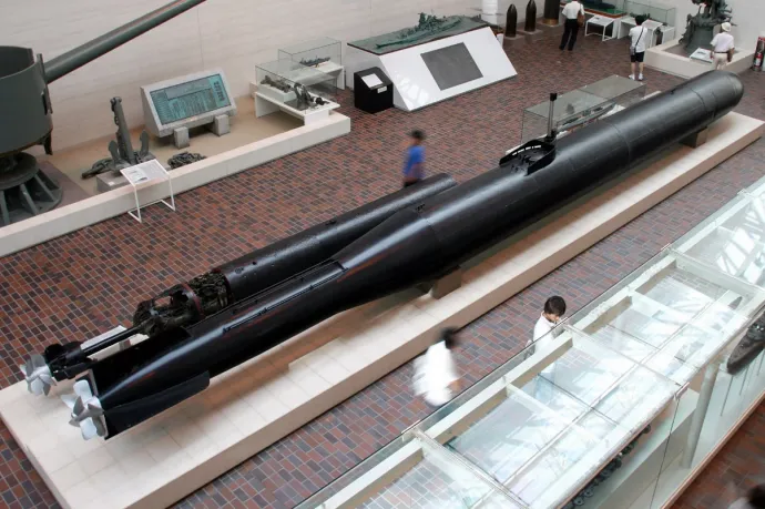 A Japán Császári Haditengerészet által használt Kaiten egy tokiói múzeumban – Fotó: Wikimedia Commons