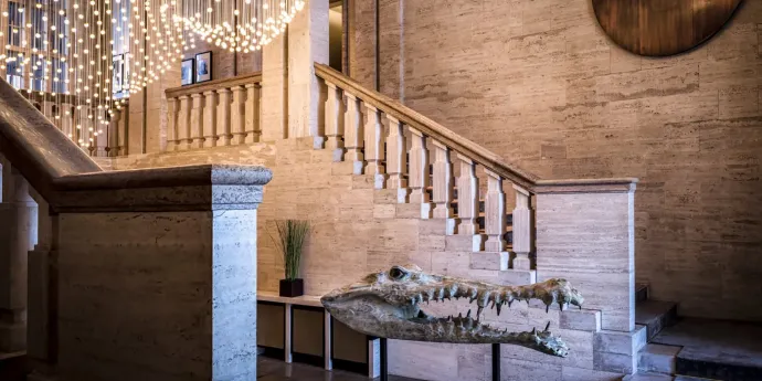 Krokodilfej a berlini hotel bejáratánál – Fotó: Facebook / SO/ Berlin Das Stue