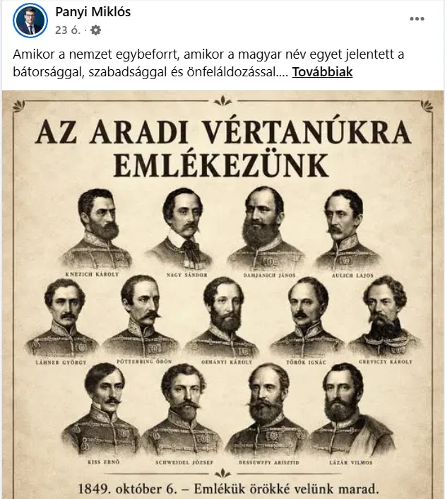 Panyi Miklós Facebook-posztja 2026. október 7-én reggel