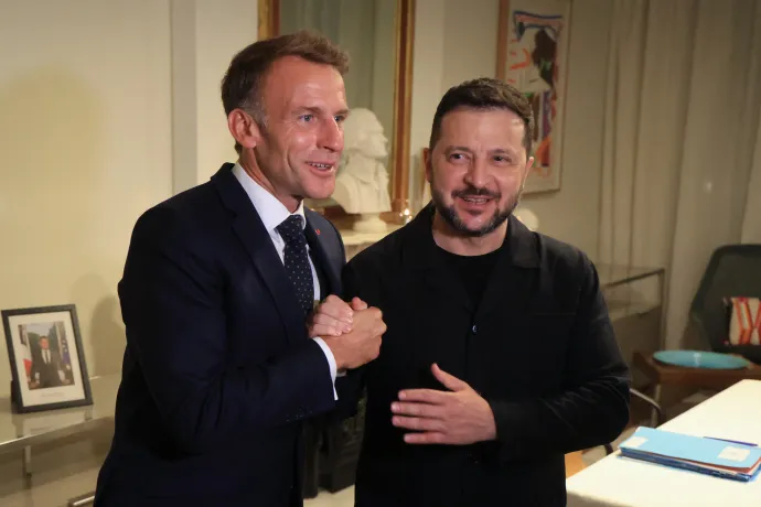 Macron és Zelenszkij találkozója New Yorkban 2026. szeptember 22-én – Fotó: Ludovic Marin / AFP