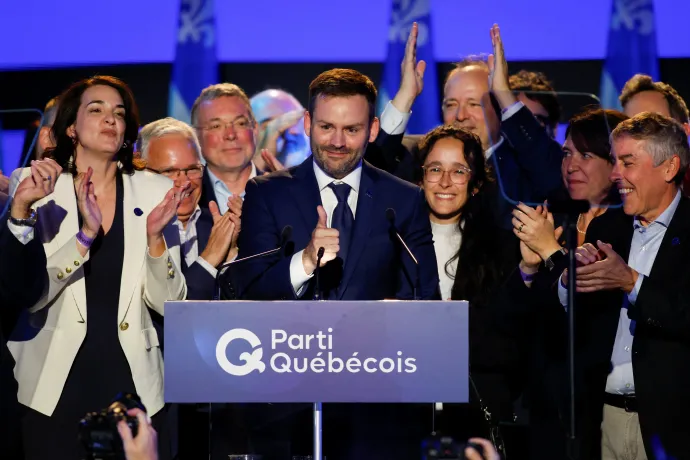 Paul St-Pierre Plamondon, a Québeci Párt vezetője értékeli a választási eredményeket 2026. október 5-én – Fotó: Patrick Doyle / Reuters