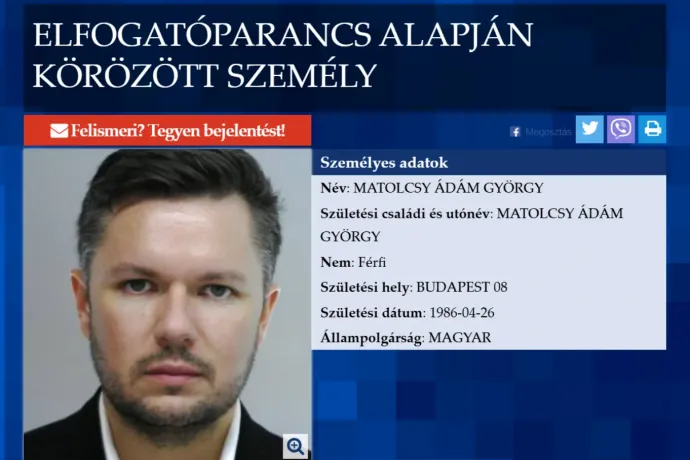 Körözést adtak ki Matolcsy Ádám ellen