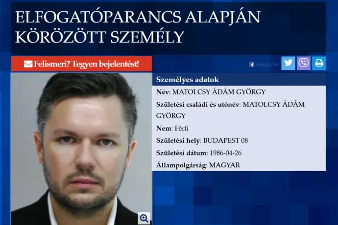 Körözést adtak ki Matolcsy Ádám ellen