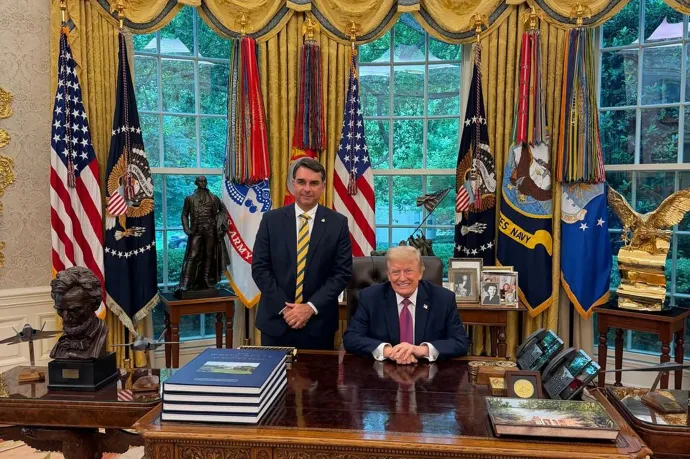 Trump fogadja Flávio Bolsonarót a Fehér Házban 2026 májusában – Forrás: flaviobolsonaro / Instagram